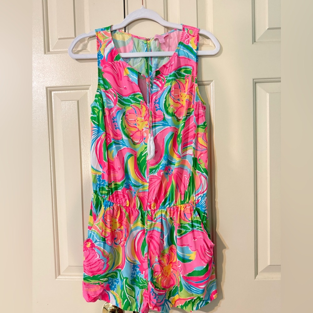 Lilly Pulitzer Pink and Green Floral Jumpsuit SMALL